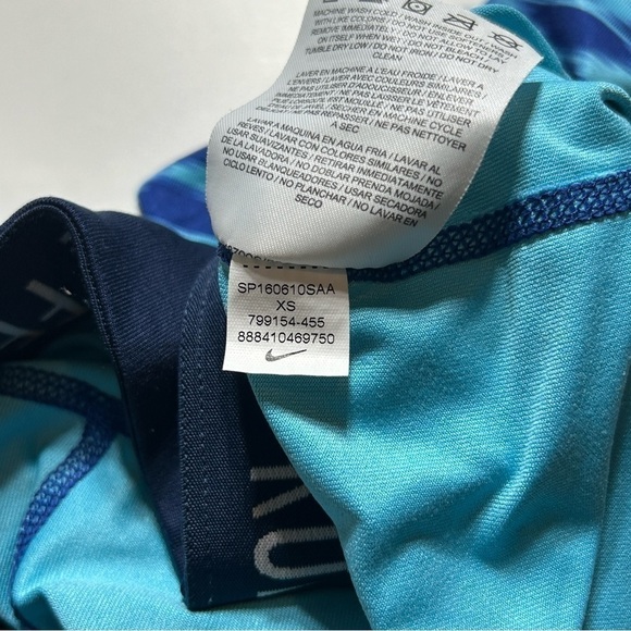 NIKE Relay Print Dri-Fit Capri Running Tights Blue Aqua Fold Over size XS - Picture 4 of 10
